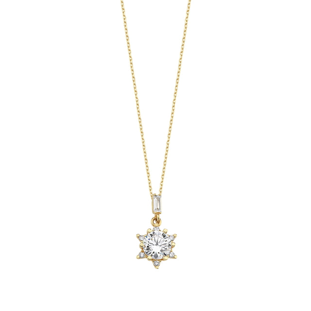 14ct Lotus Stone Set Gold Necklace