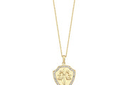 14ct Stone Set Emblem Design Gold Necklace