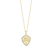 14ct Stone Set Emblem Design Gold Necklace