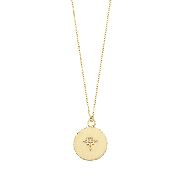 14ct North Star Design Stone Set Gold Necklace