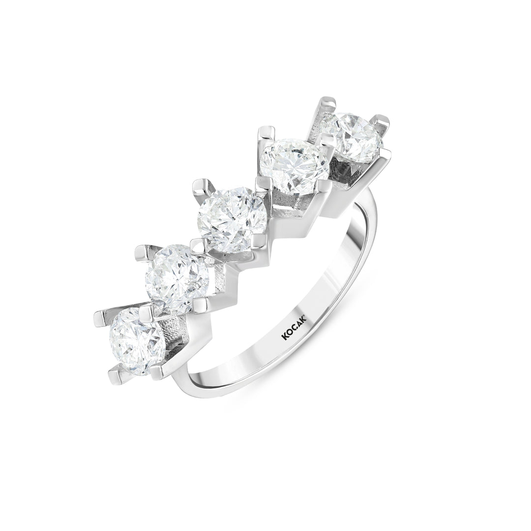 2.33 Karat EF SI Diamond Five Stone Ring