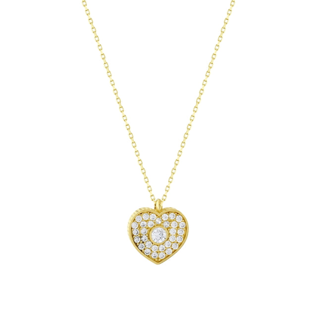 14ct Stone Set Design Heart Gold Necklace