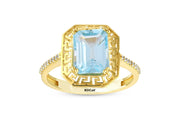 14ct Blue Stone Set Design Gold Ring