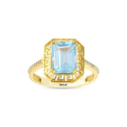 14ct Blue Stone Set Design Gold Ring