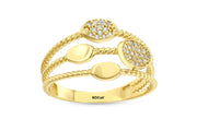 14ct Three Row Punto Design Gold Ring