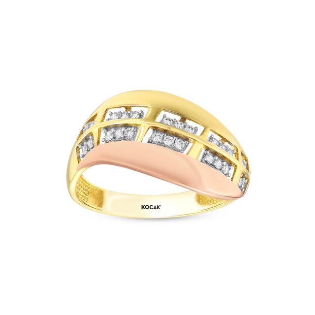 14ct Two-Tone Stone Set Design Gold Ring