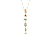 14ct 7 Element Design Multicolour Stone Set Gold Necklace