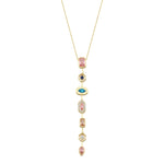 Load image into Gallery viewer, 14ct 7 Element Design Multicolour Stone Set Gold Necklace