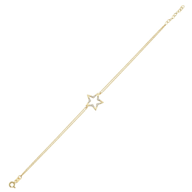 14ct Stone Set Star Design Gold Bracelet