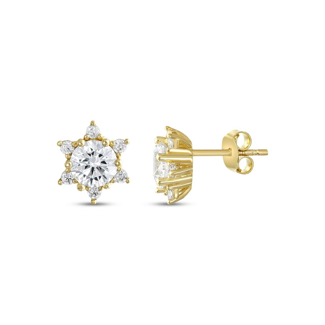 Yellow Gold Lotus Earrings