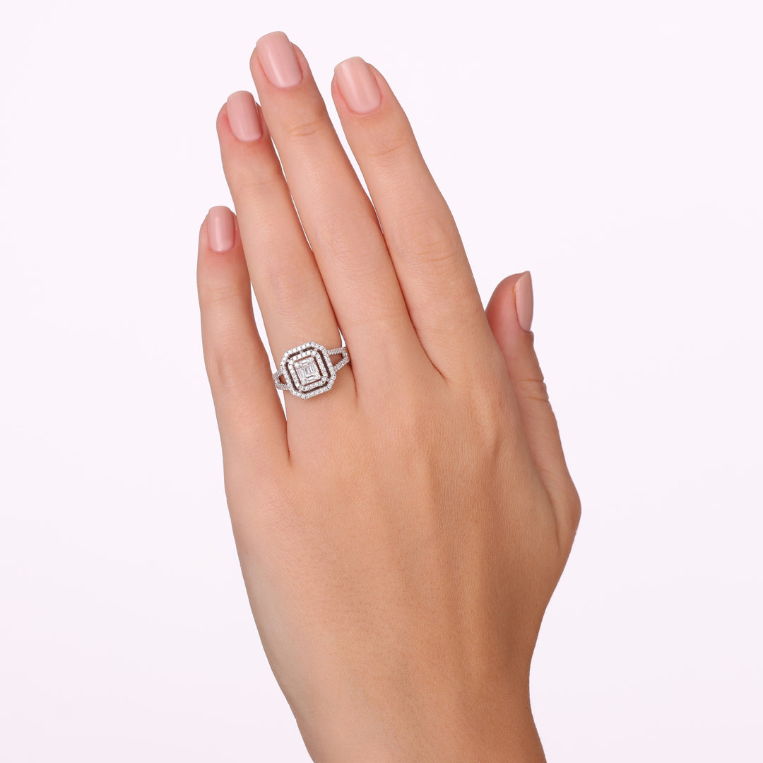 0.73 Karat FG SI Diamond Baguette Ring