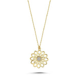 Load image into Gallery viewer, 14ct Stone Set Krizantem Gold Necklace