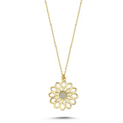 14ct Stone Set Krizantem Gold Necklace