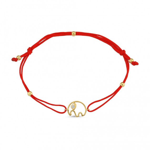 14ct Elephant Motif Cord Gold Bracelet