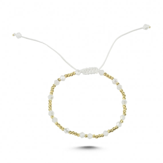 14ct White Stone Set Cord Gold Bracelet