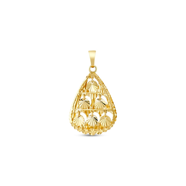 14ct Hareketli Textured Gold Pendant (Chain Not Included)