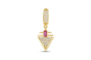 14ct Fusya Stone Set Ucgen Design Gold Pendant (Chain Not Included)