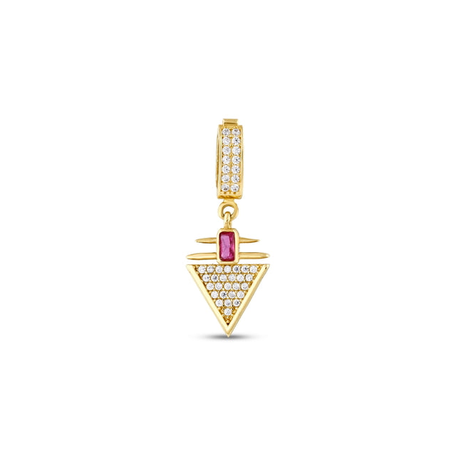 14ct Fusya Stone Set Ucgen Design Gold Pendant (Chain Not Included)