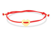 14ct Heart Gold Kirmizi Cord Bracelet