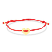 14ct Heart Gold Kirmizi Cord Bracelet