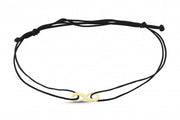 14ct Sonsuzluk Figurlu Siyah Cord Gold Bracelet