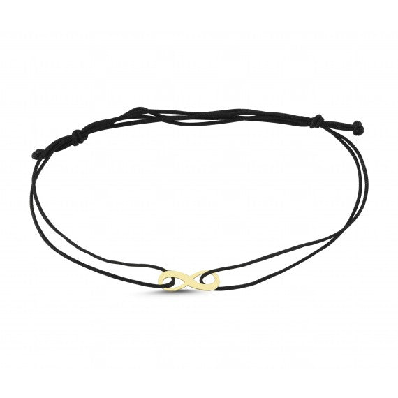 14ct Sonsuzluk Figurlu Siyah Cord Gold Bracelet