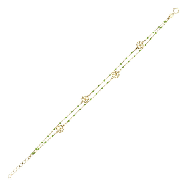 14ct Cift Zincirli Yesil Barbarossa Design Gold Bracelet