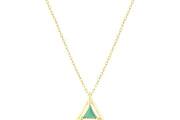 14ct Yesil Enamel Ucgen Design Gold Necklace