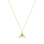 14ct Yesil Enamel Ucgen Design Gold Necklace