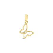 14ct Stone Set Butterfly Gold Pendant (Chain Not Included)