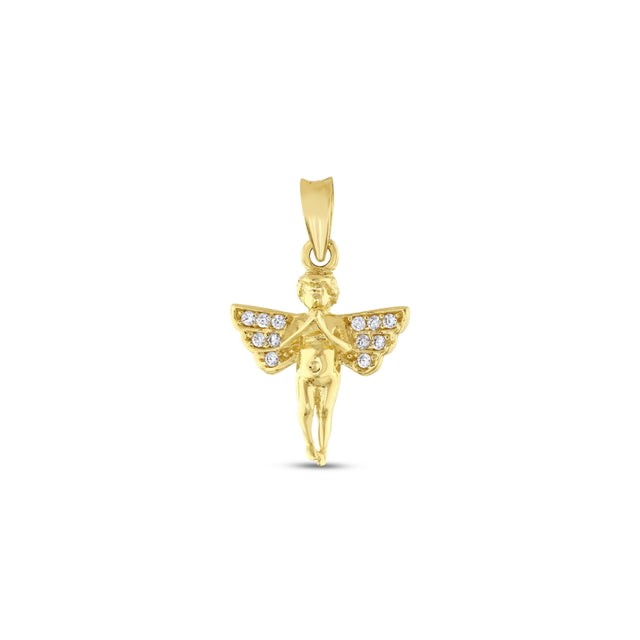 14ct Stone Set Kanatli Design Melek Gold Pendant (Chain Not Included)
