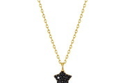 14ct Siyah Stone Set Yildiz Gold Necklace