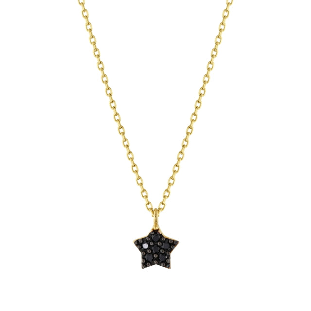 14ct Siyah Stone Set Yildiz Gold Necklace