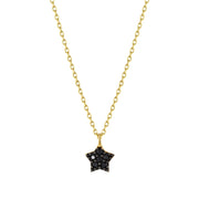 14ct Siyah Stone Set Yildiz Gold Necklace