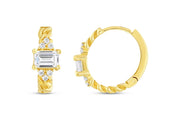 14ct Baguette Stone Set Hoop Gold Earrings