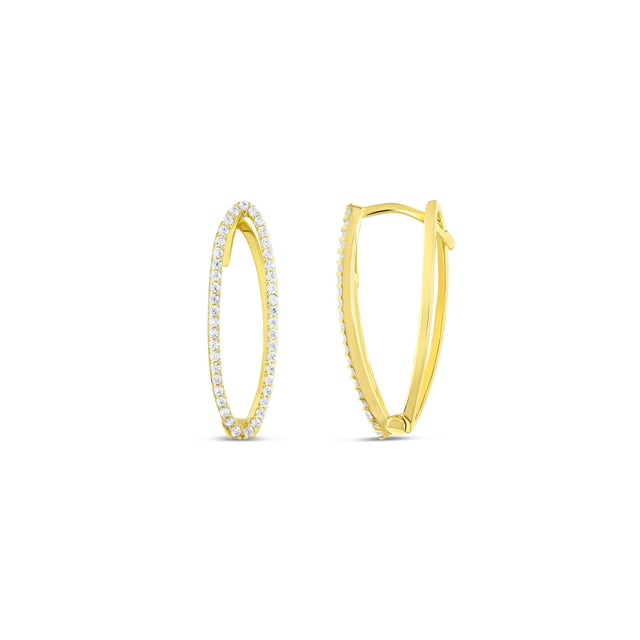 14ct Stone Set Design Tiny Gold Earrings