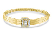 14ct Baguette Stone Set Design Gold Cuff Bracelet