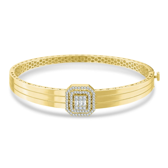 14ct Baguette Stone Set Design Gold Cuff Bracelet