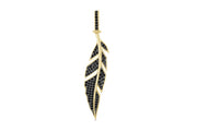 14ct Siyah Stone Set Yaprak Design Pendant (Chain Not Included)