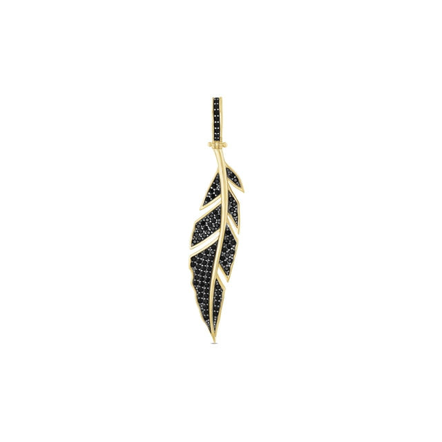 14ct Siyah Stone Set Yaprak Design Pendant (Chain Not Included)