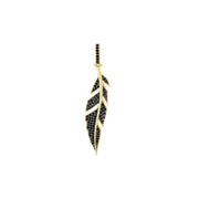 14ct Siyah Stone Set Yaprak Design Pendant (Chain Not Included)