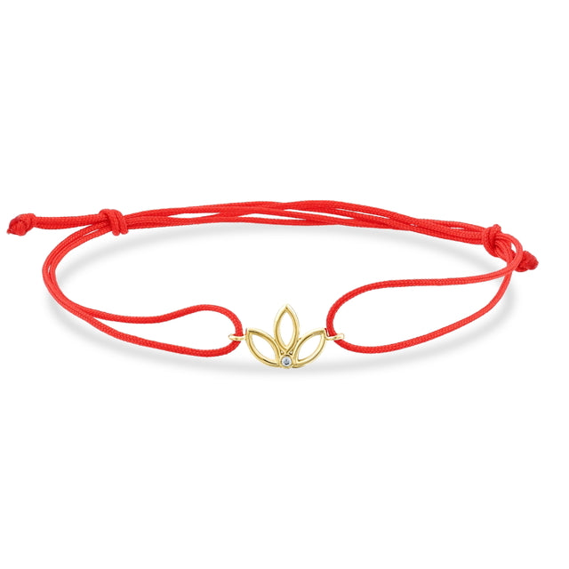 14ct Stone Set Lotus Gold Cord Bracelet
