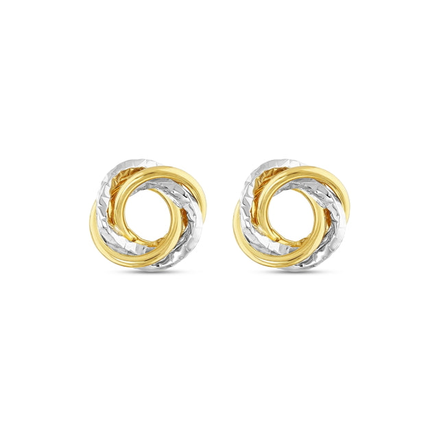 14ct Two-Tone Halkalar Design Gold Earrings