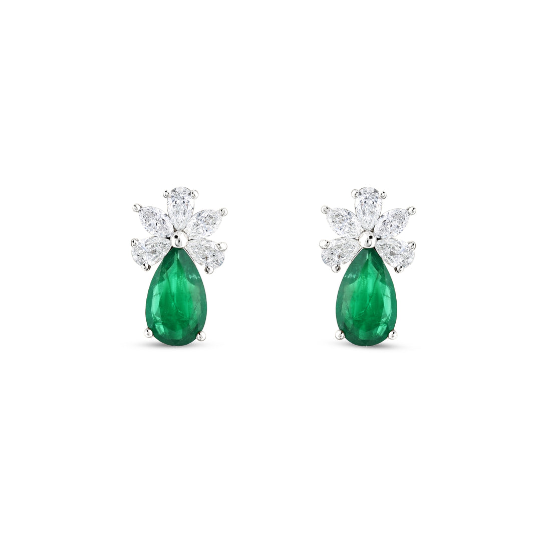 7.88 Karat Emerald Diamond Earrings