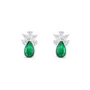 7.88 Karat Emerald Diamond Earrings