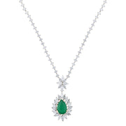 16.02 Karat Emerald Diamond Halo Necklace