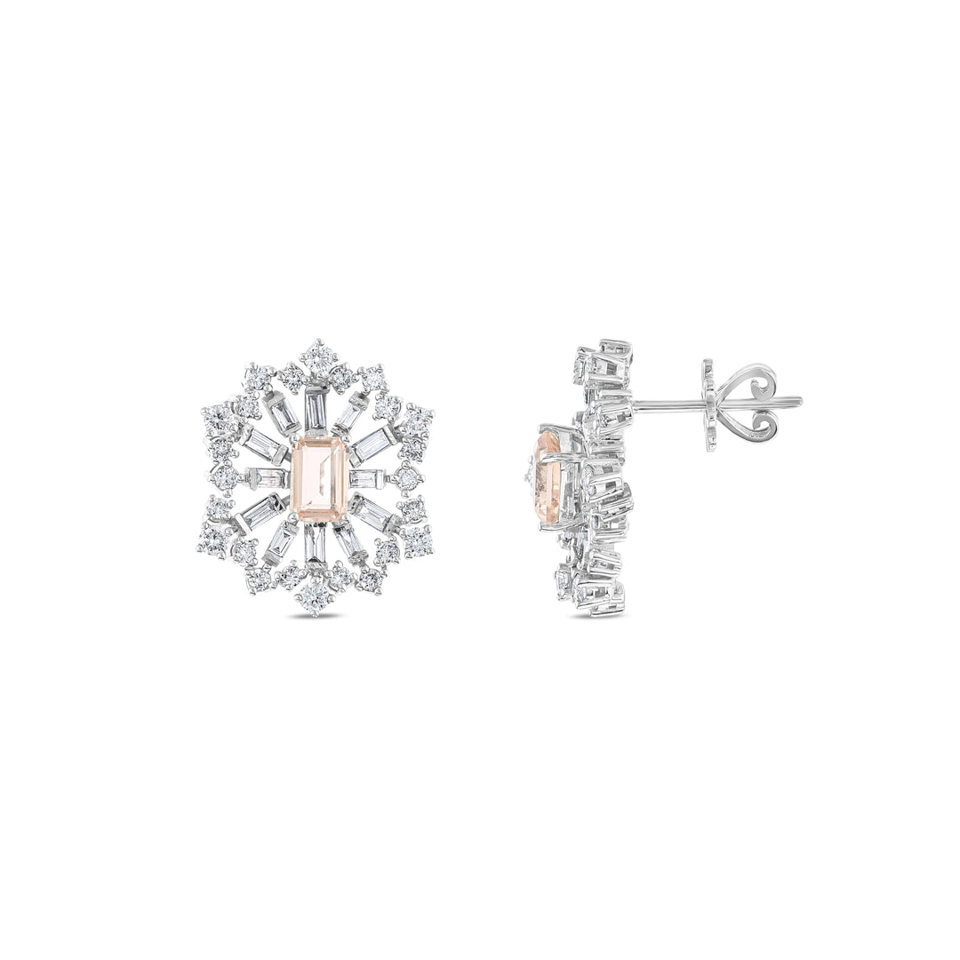 2.45 Karat Renkli Stone Set Diamond Design Earrings