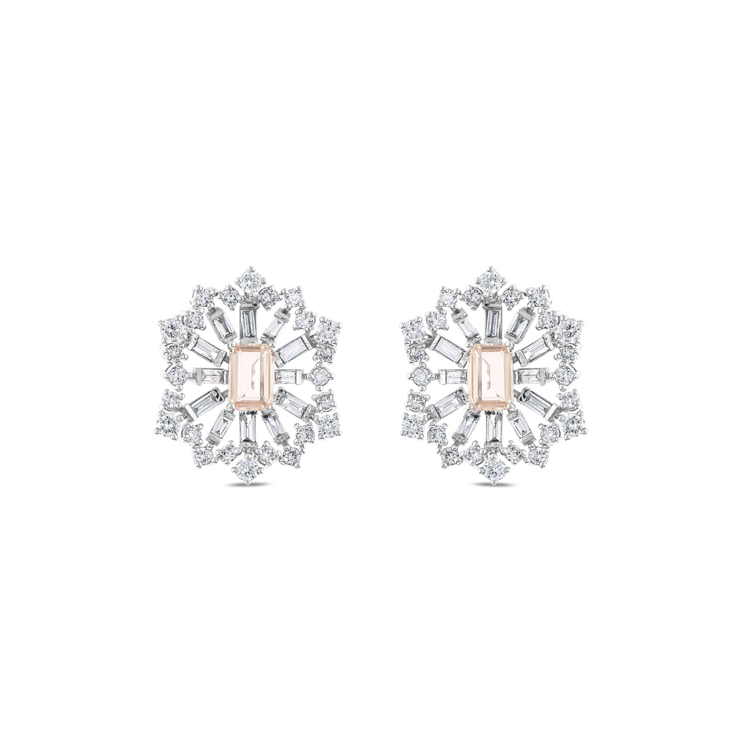2.45 Karat Renkli Stone Set Diamond Design Earrings