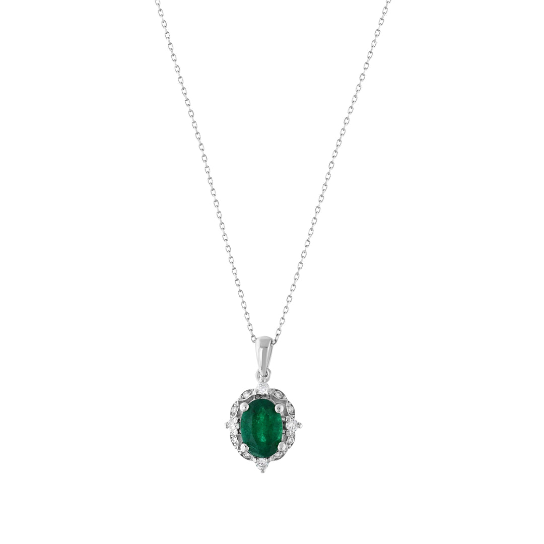 0.91 Karat Emerald Diamond Necklace