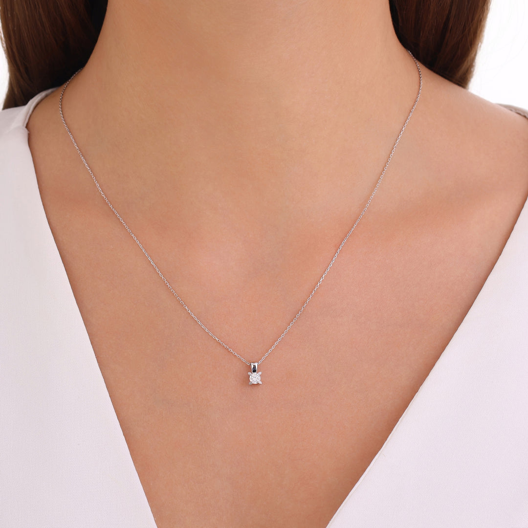 0.10 Karat EF SI Solitaire Diamond Necklace